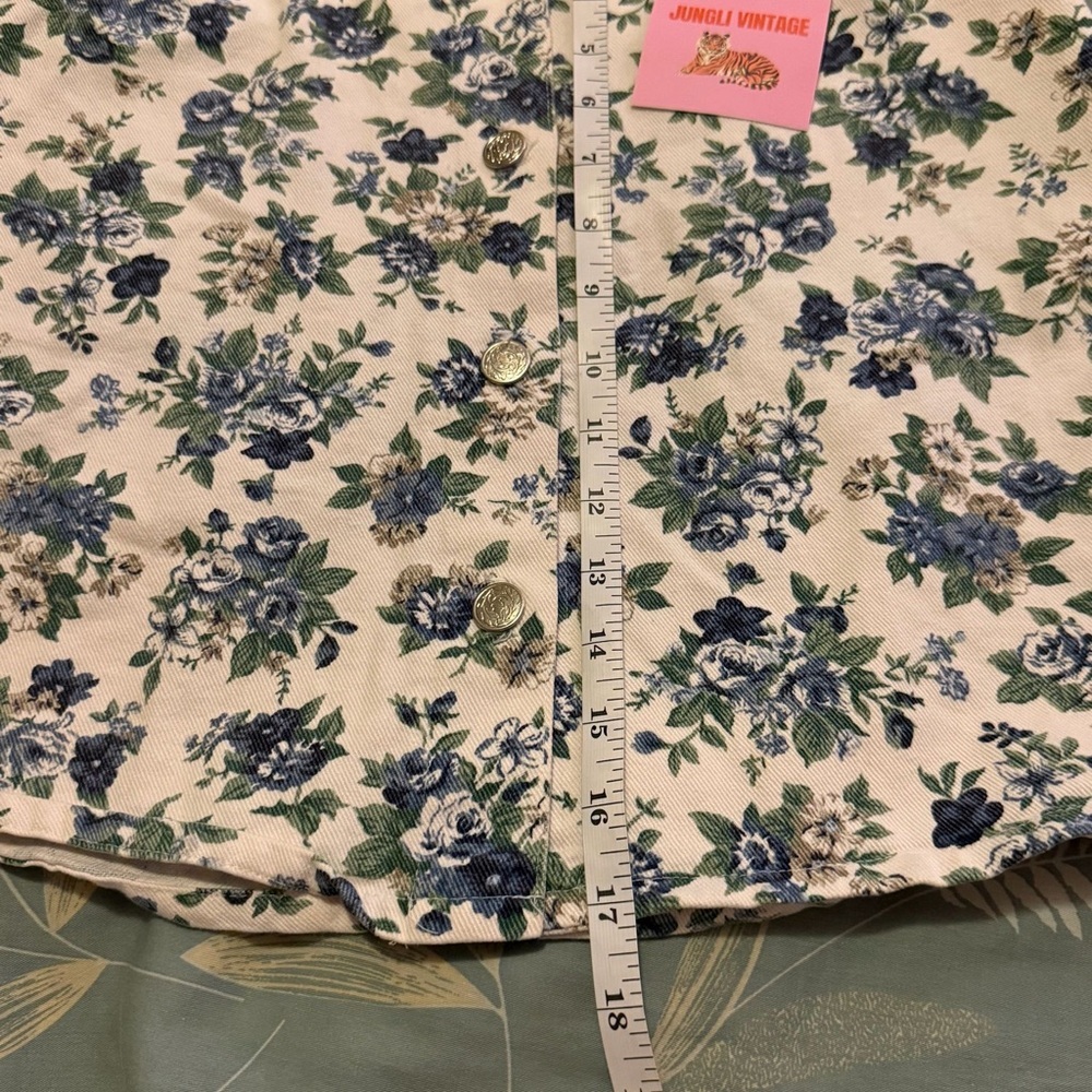 VINTAGE Y2K 90s AMY BYER  Blue Floral White Denim Skort Waist Size 7 - Picture 10 of 10